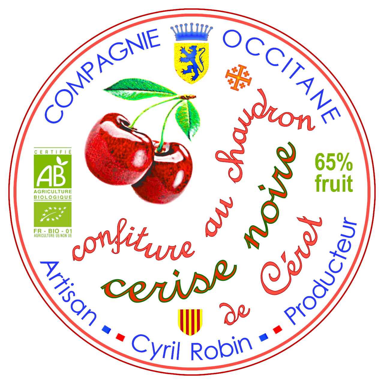 Confiture 65% cerise noire de Ceret