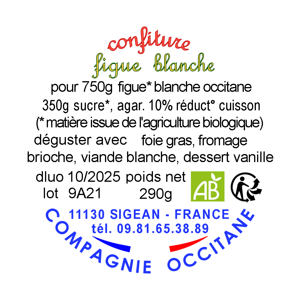 Confiture 65% figue blanche morceau