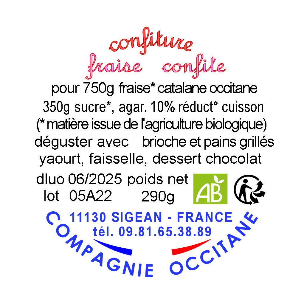 Confiture 65% fraise