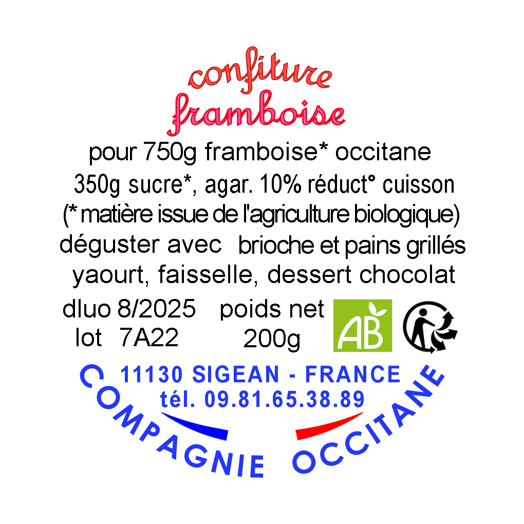 Confiture 65% framboise