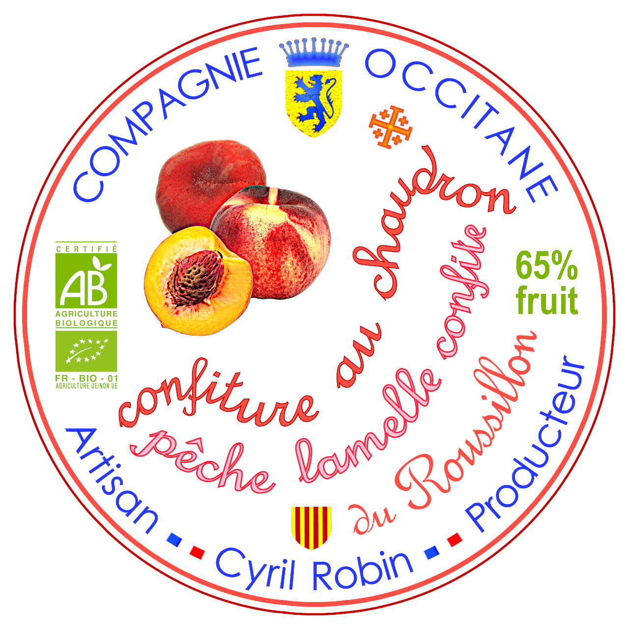 Confiture 65% peche du Roussillon