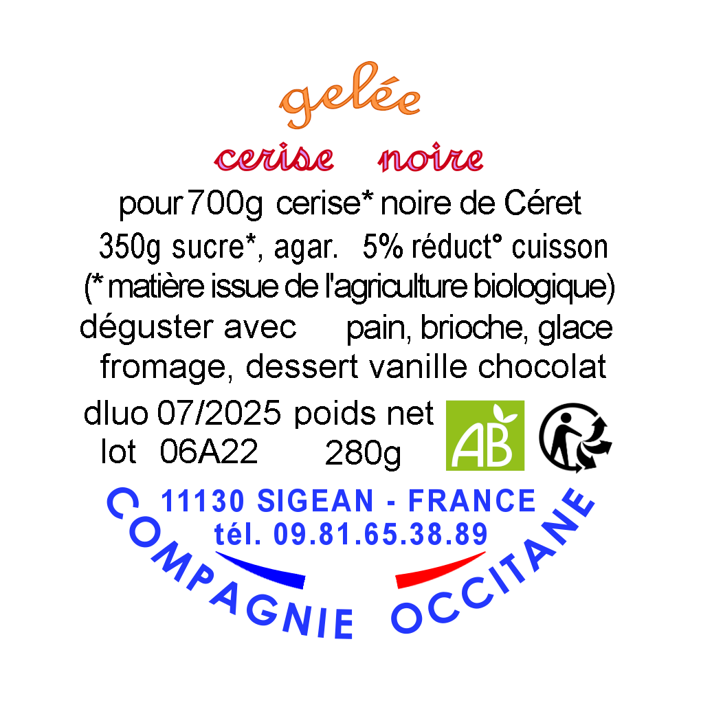 Gelee 65% cerise de Ceret