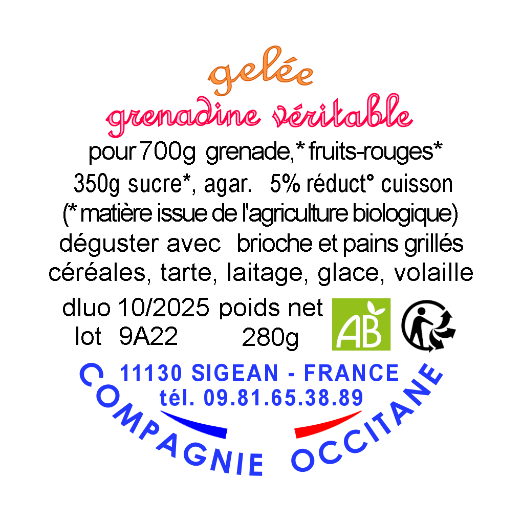 Gelee 65% grenadine et cerise de Ceret