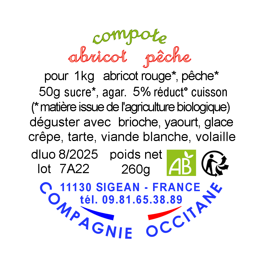 Compote 95% abricot peche
