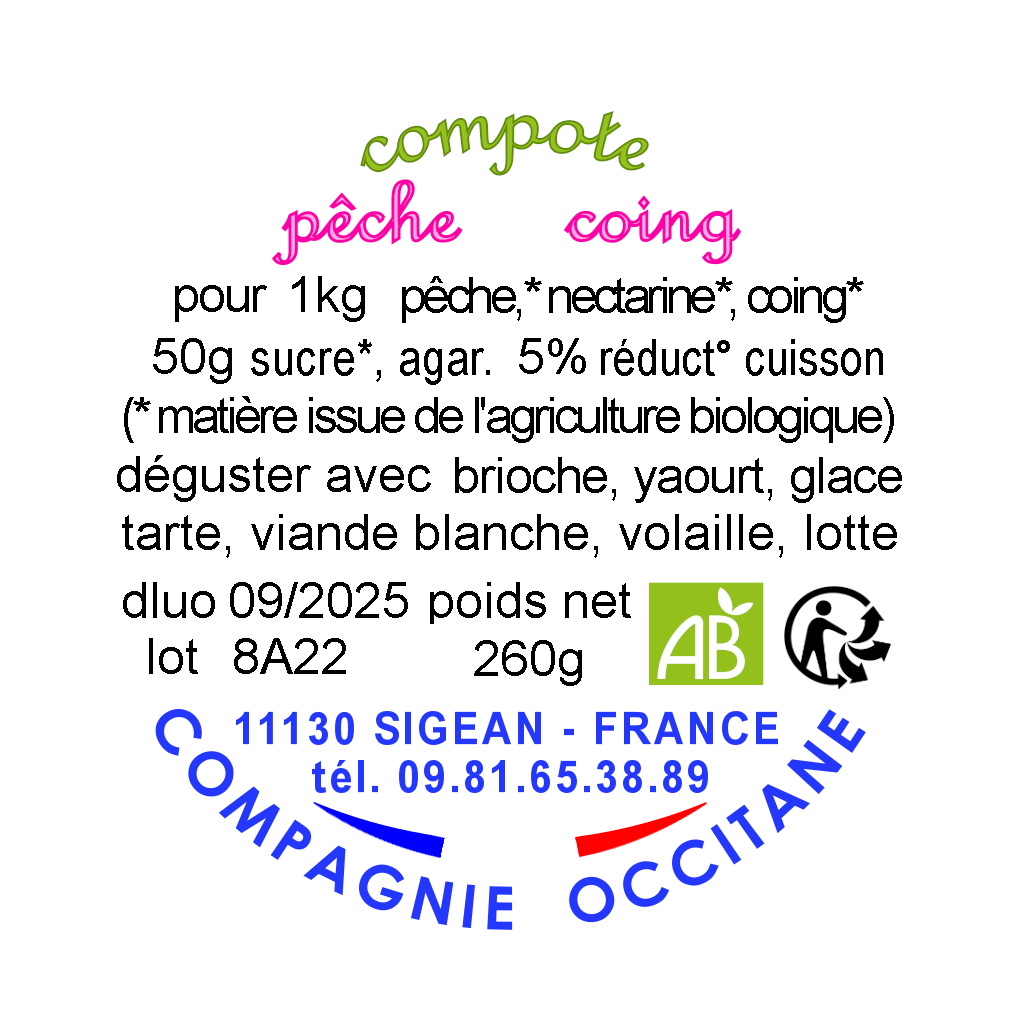 Compote 95% peche coing