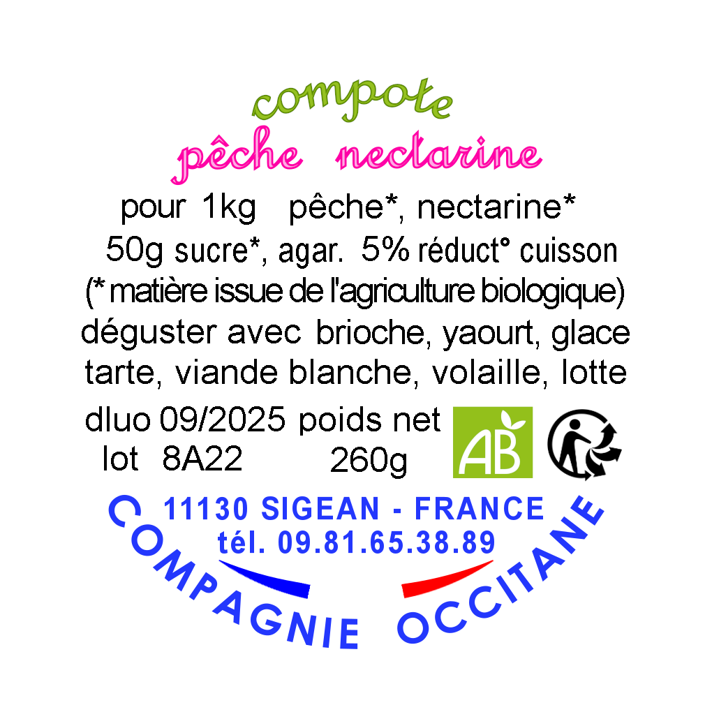 Compote 95% peche nectarine