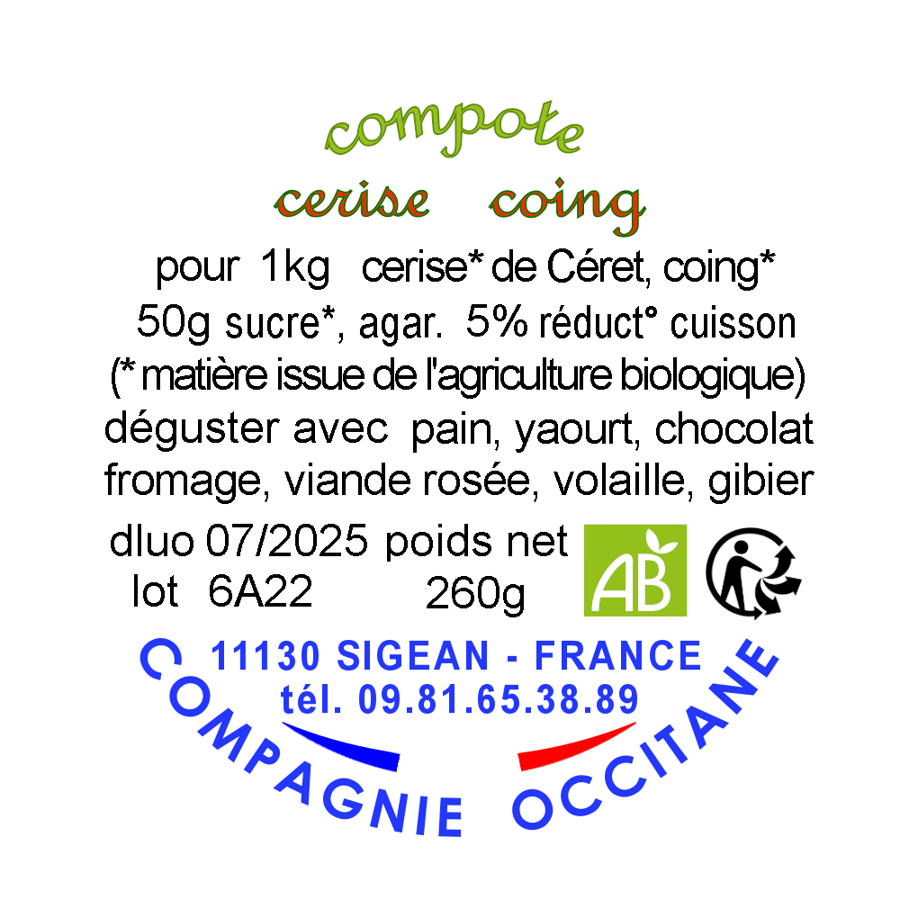 Compote 95% cerise coing
