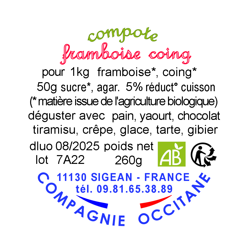 Compote 95% framboise coing