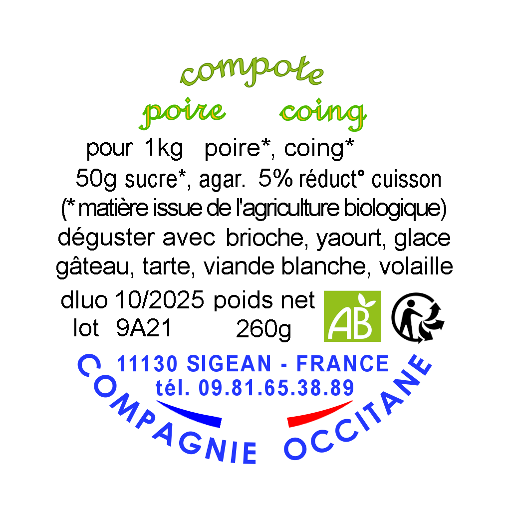Compote 95% poire coing