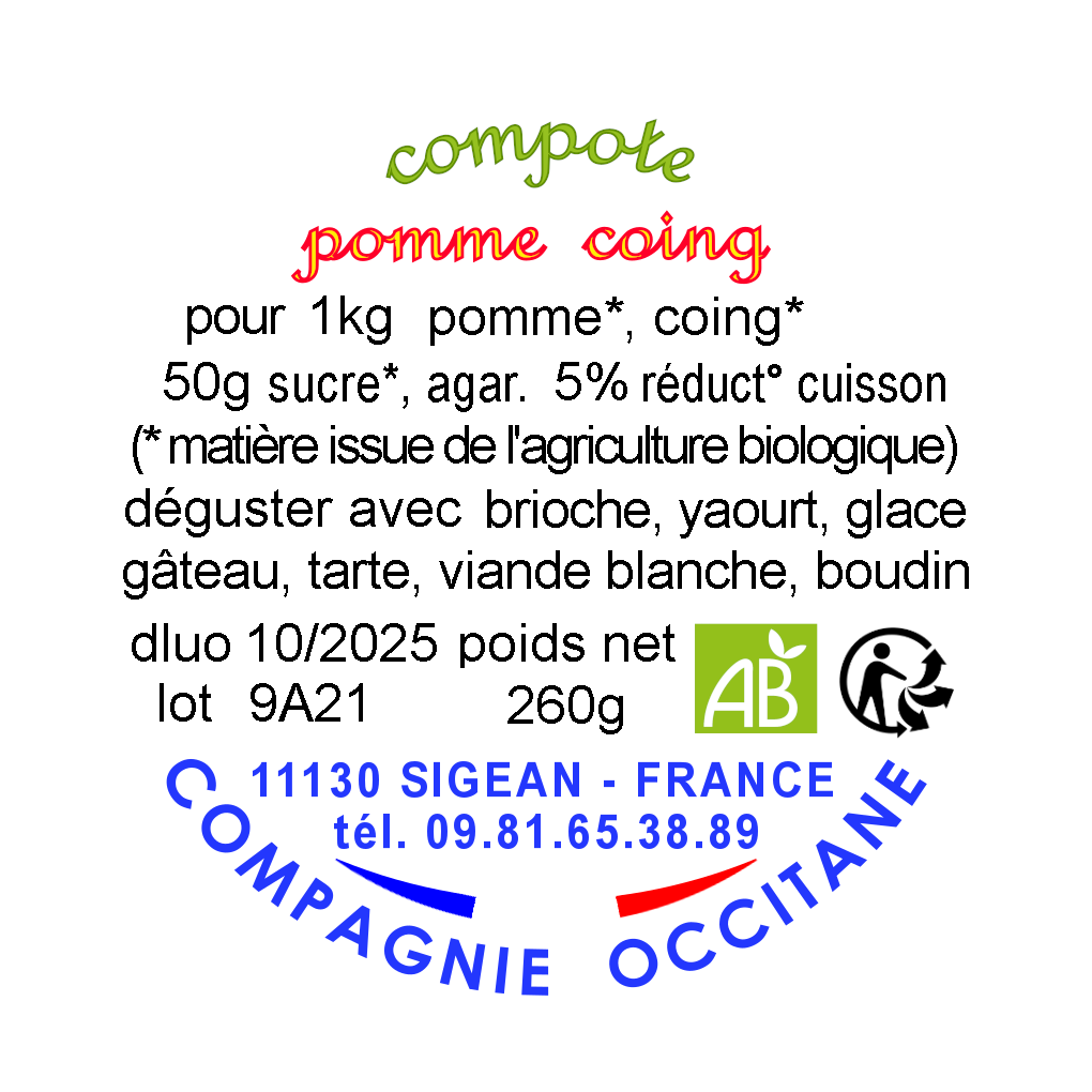 Compote 95% pomme coing