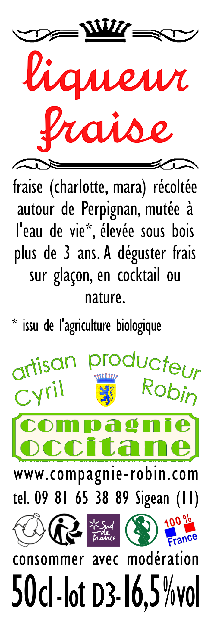 Liqueur fraise du roussillon