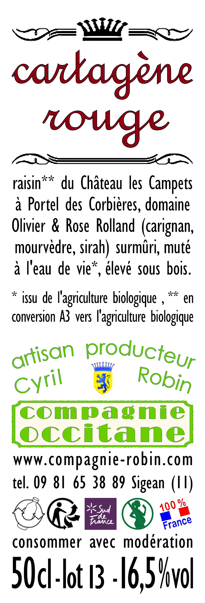 Aperitif cartagene rouge