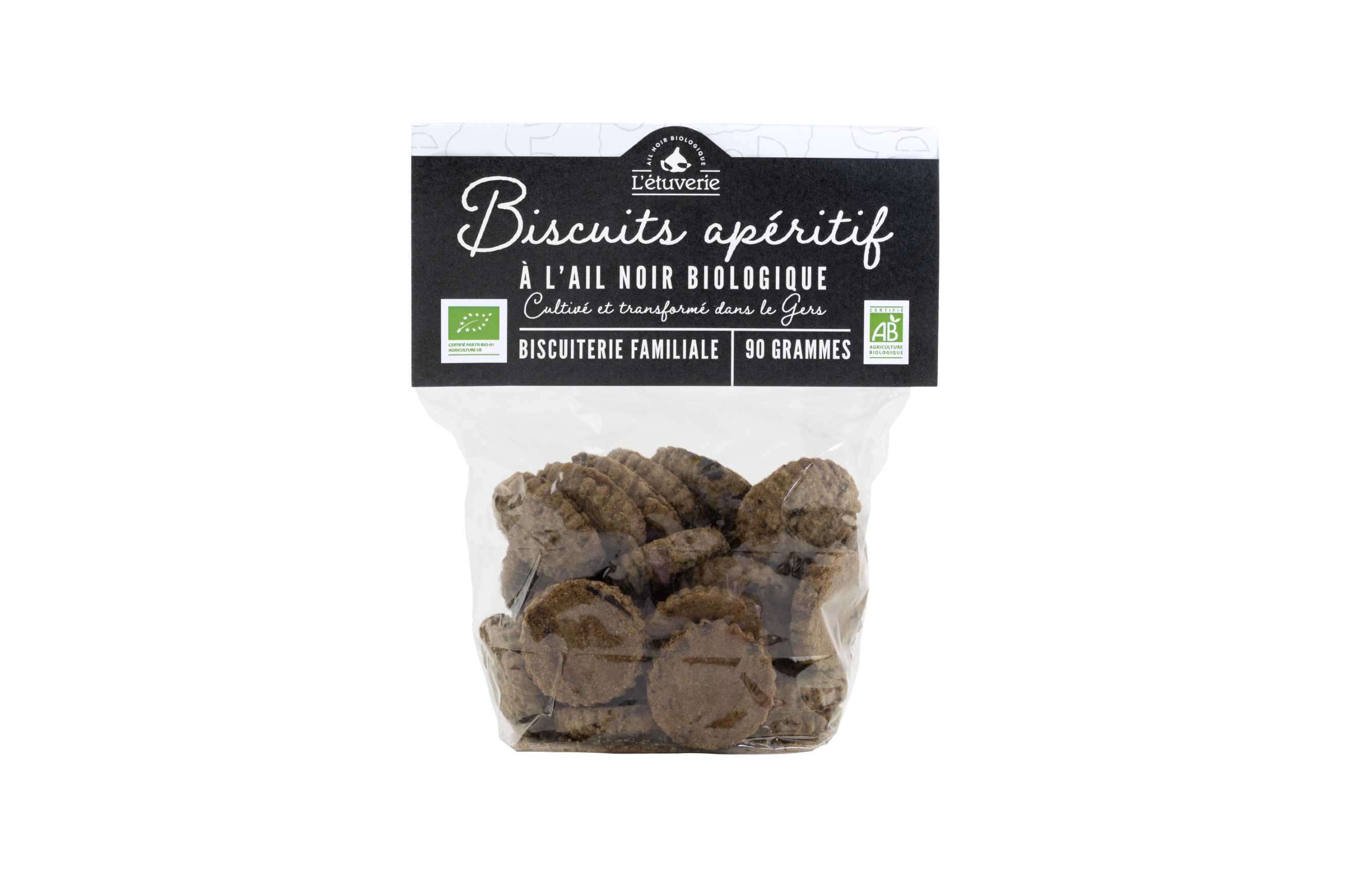 Biscuit aperitif a l'ail noir bio