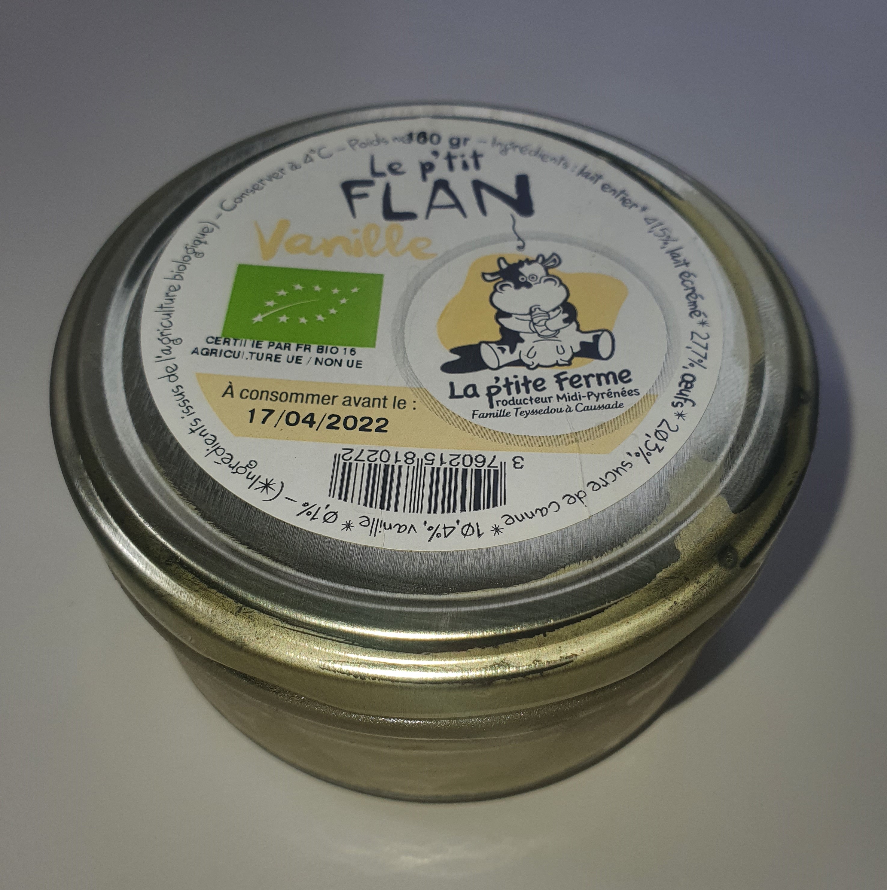 Flan a la vanille en gousse de Madagascar cuit au four 160gr