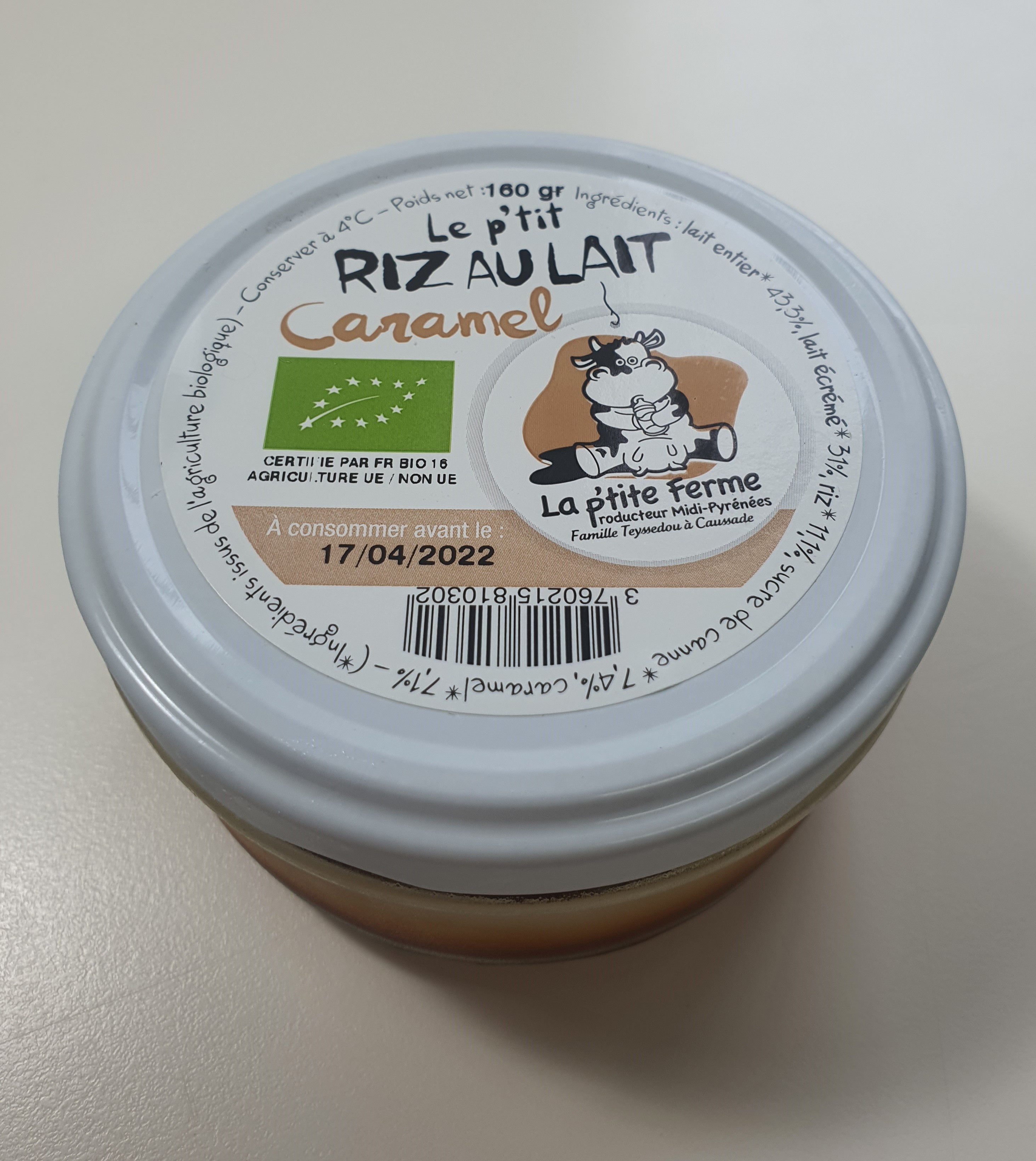 RIZ AU LAIT au caramel maison 160gr