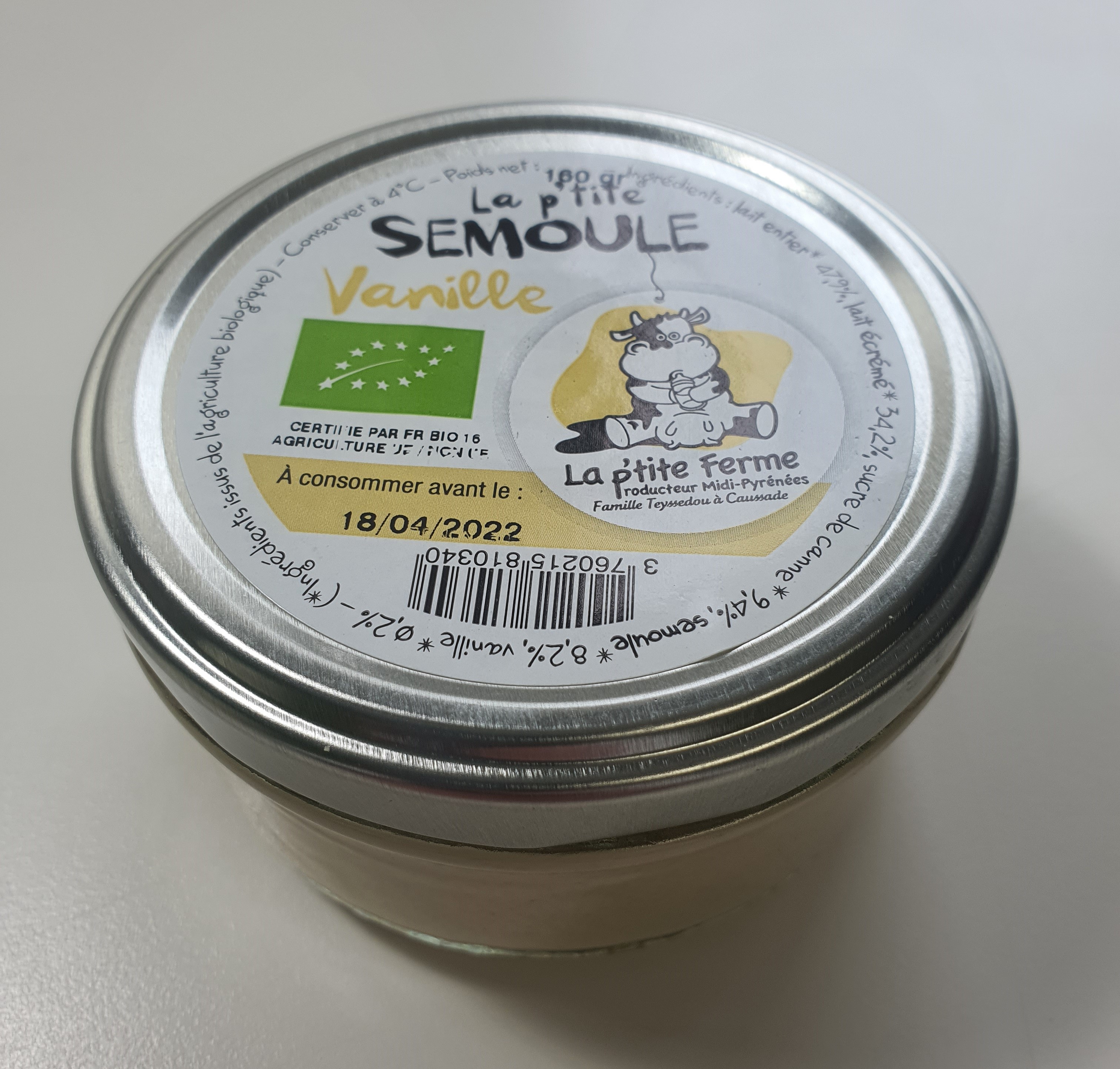 SEMOULE a la Vanille en gousse de Madagascar 160gr