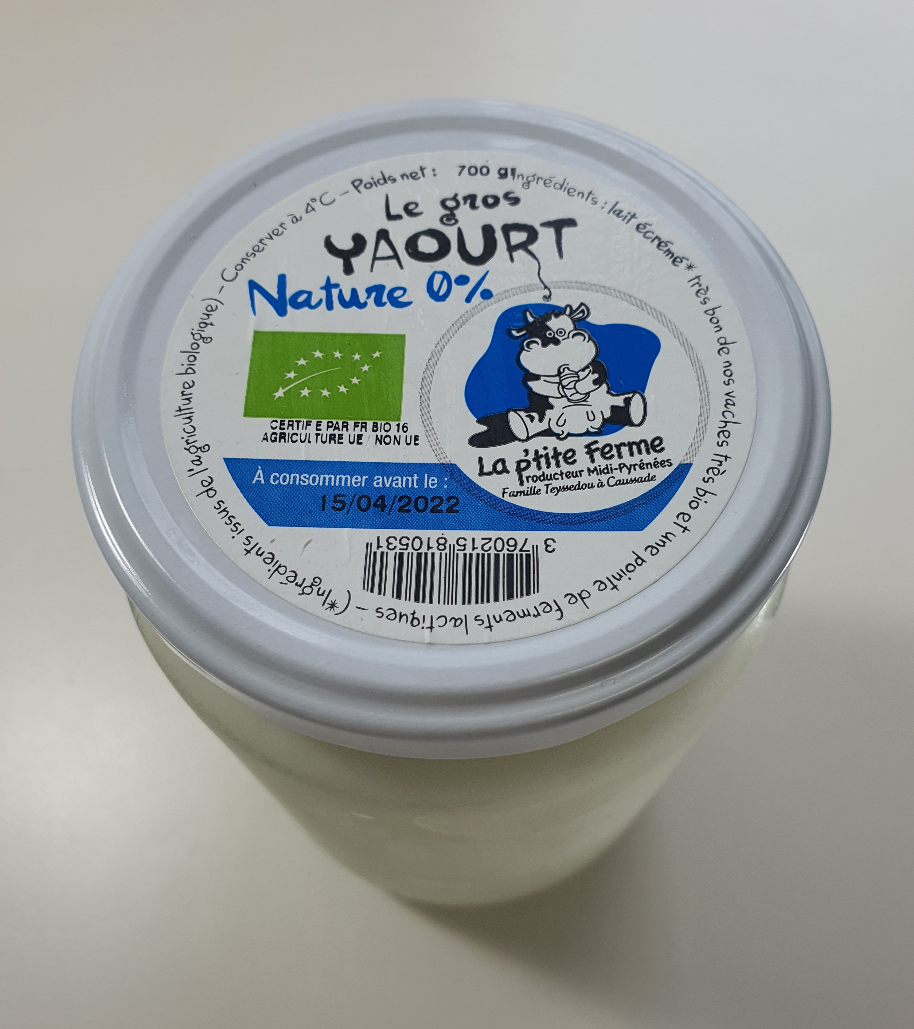 Yaourt Nature 0% 700gr