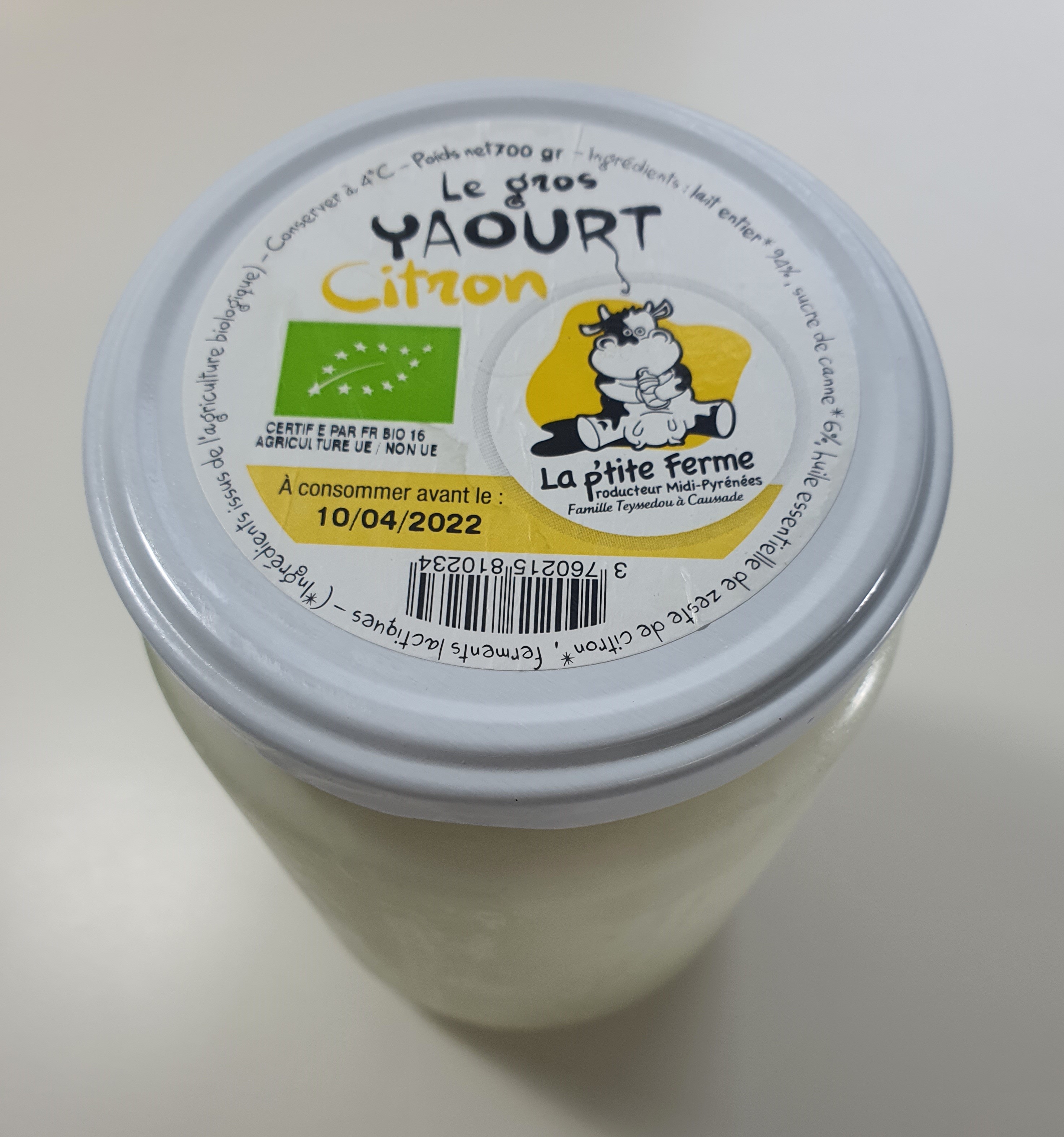 Yaourt Citron 700gr