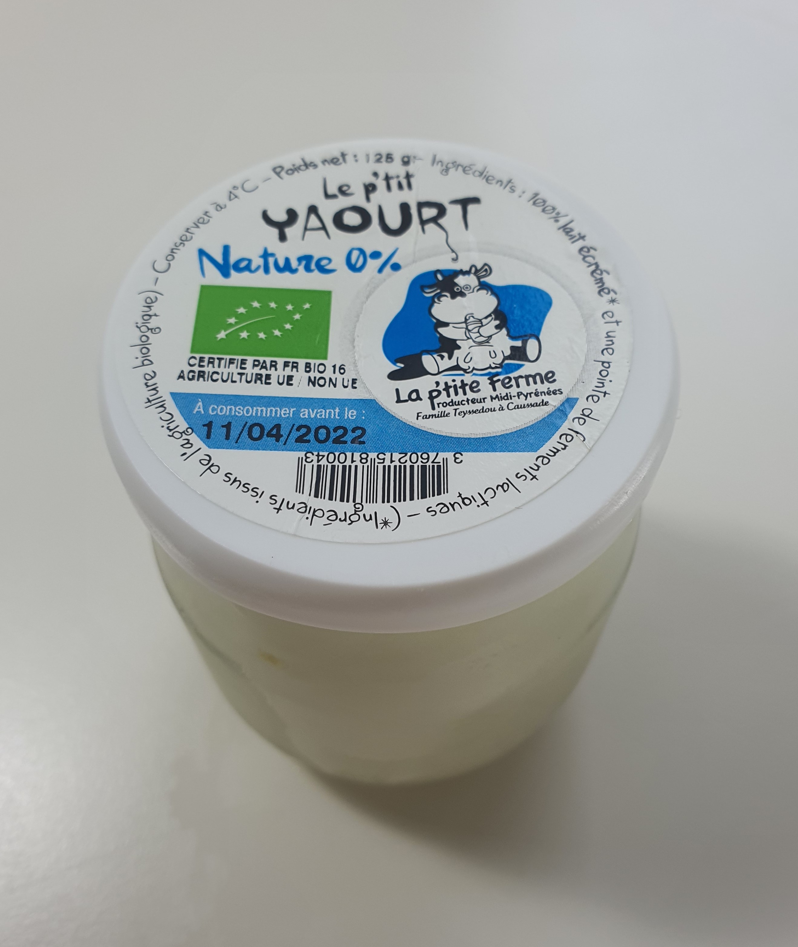 Yaourt Nature 0% 125gr