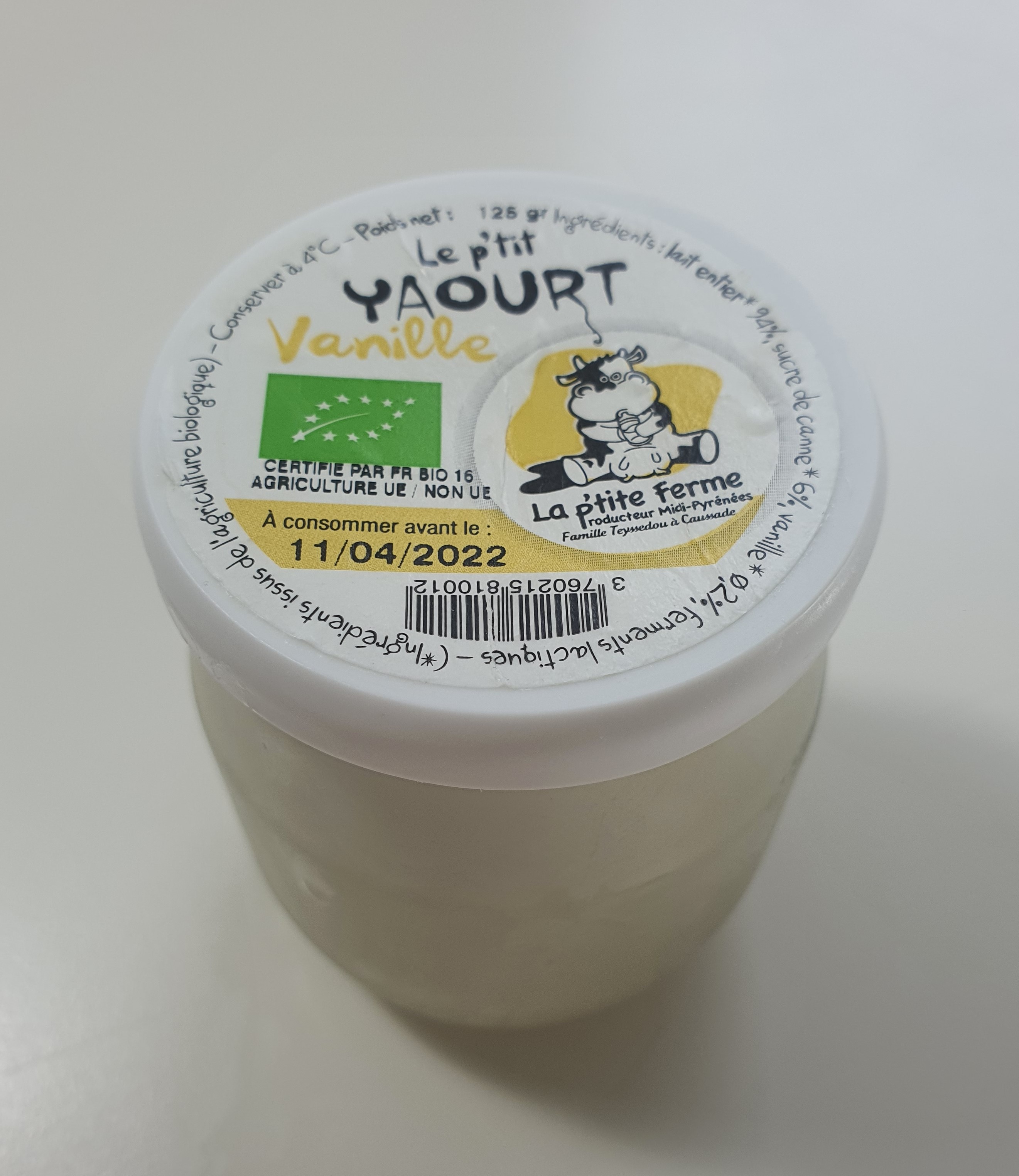 Yaourt a la Vanille en gousse de Madagascar 125gr
