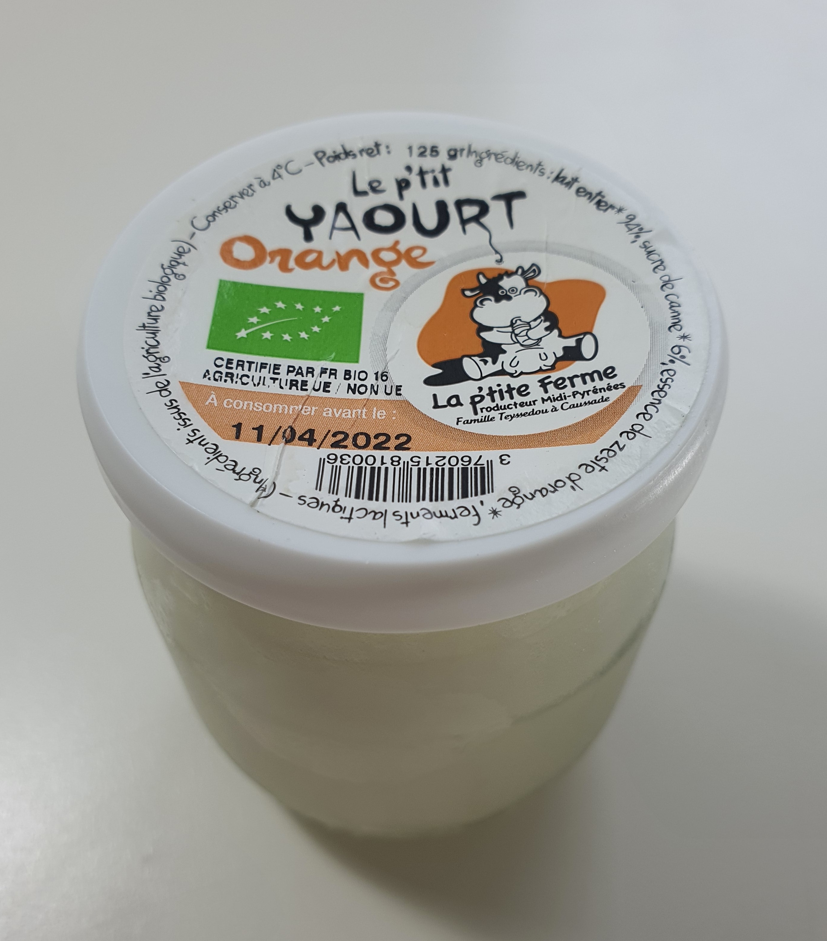 Yaourt Orange 125gr