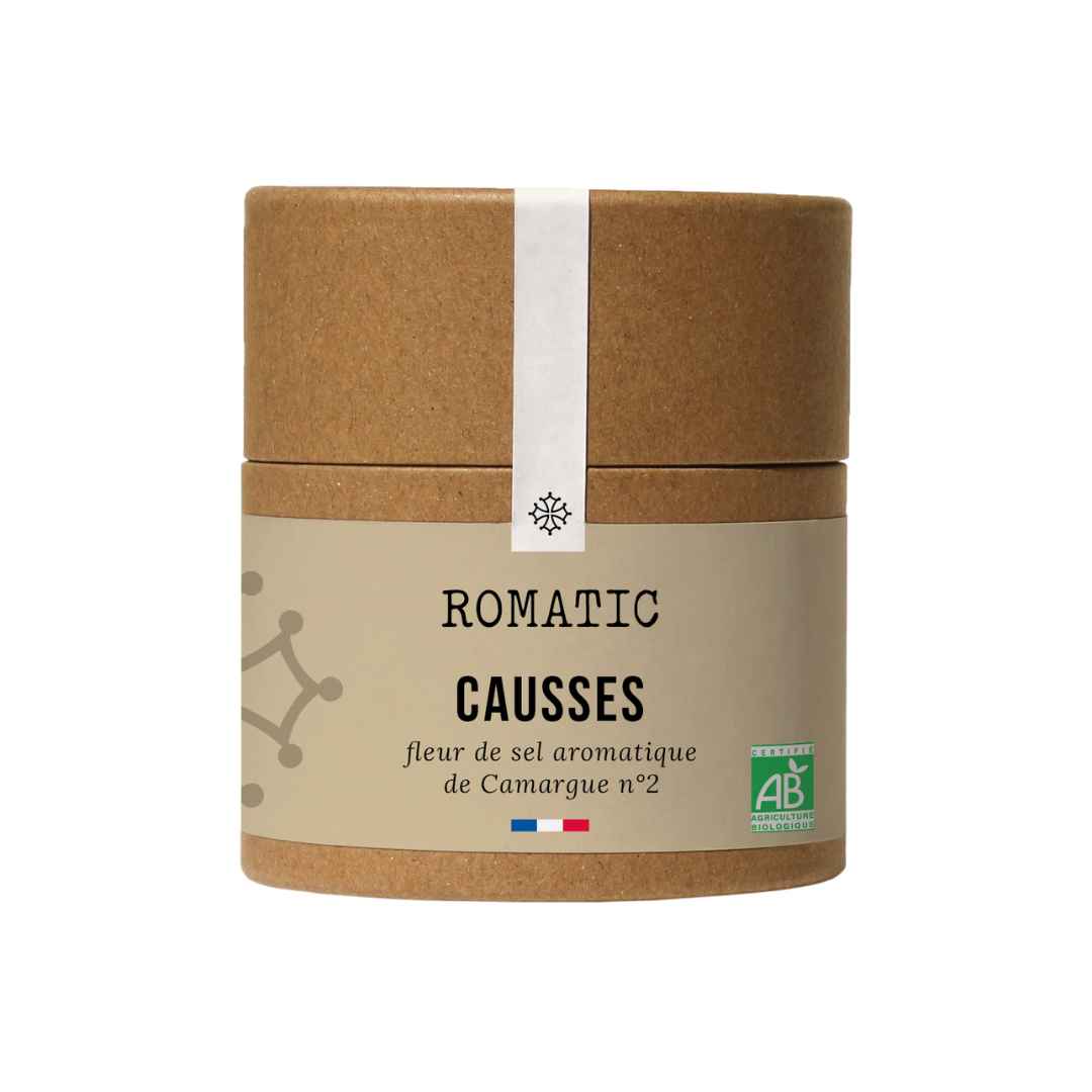 CAUSSES - Sel aromatique bio 50g - fleur de sel de Camargue IGP, thym, romarin, sarriette, graines de moutarde