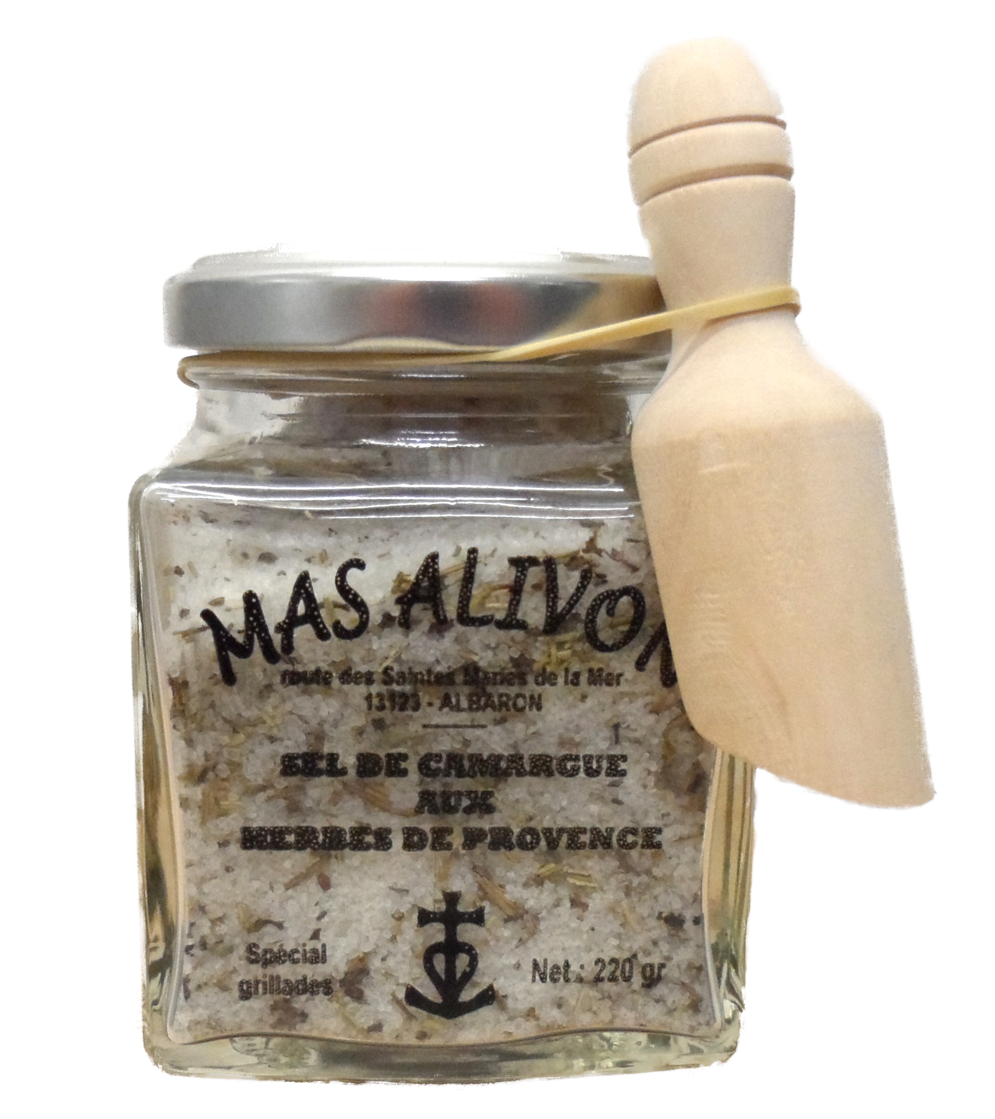 POT SEL DE CAMARGUE HERBES DE PROVENCE AVEC PETITE CUILLERE BOIS