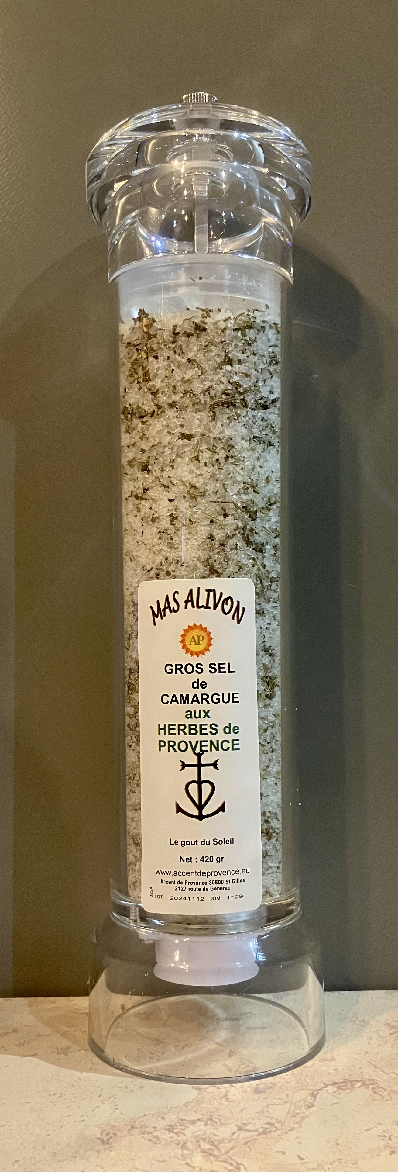 MOULIN 30CM GROS SEL DE CAMARGUE AUX HERBES DE PROVENCE