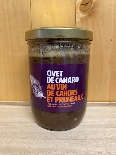 Civet de canard Au vin de Cahors et Pruneaux
