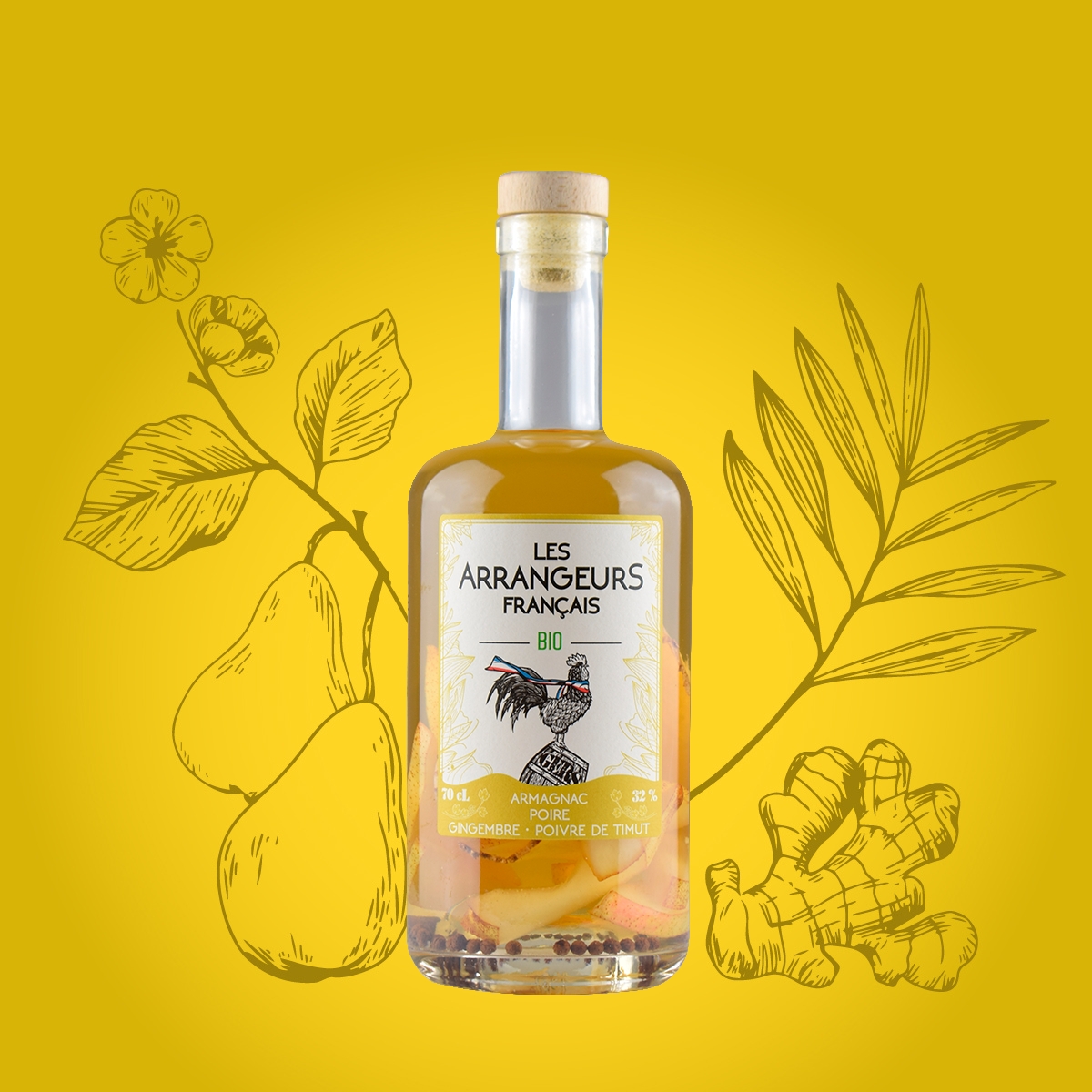 Armagnac Arrangé Bio : Poire – Gingembre – Poivre de Timut