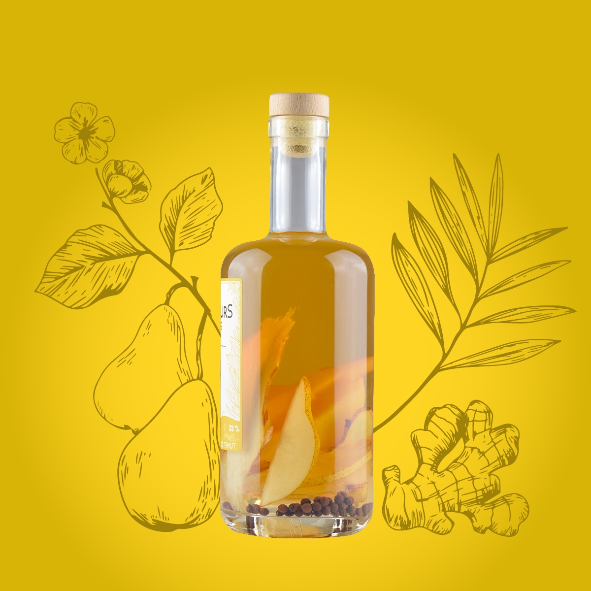 Armagnac Arrangé Bio : Poire – Gingembre – Poivre de Timut