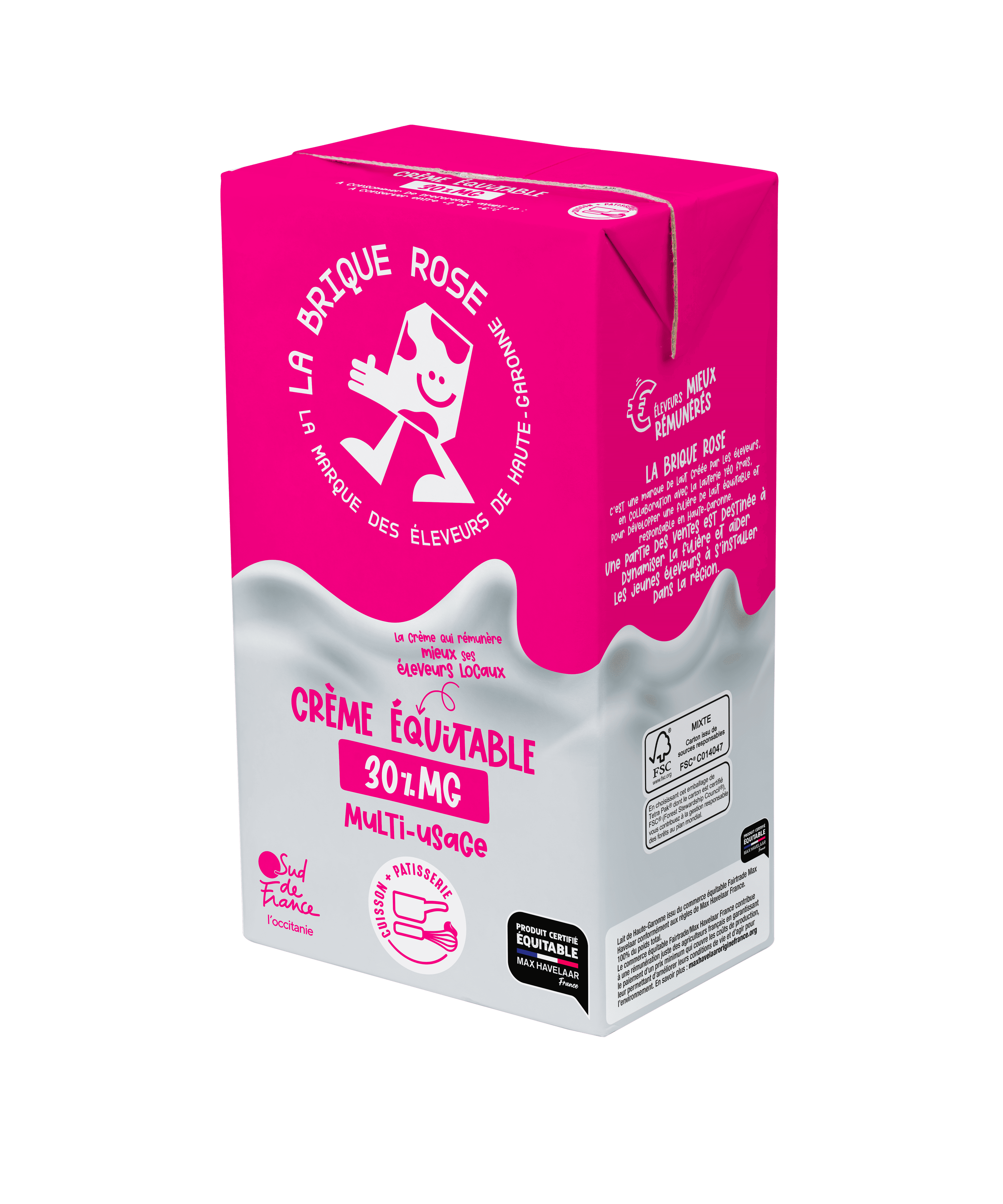 CREME ENTIERE UHT EQUITABLE 30% La Brique Rose 1L