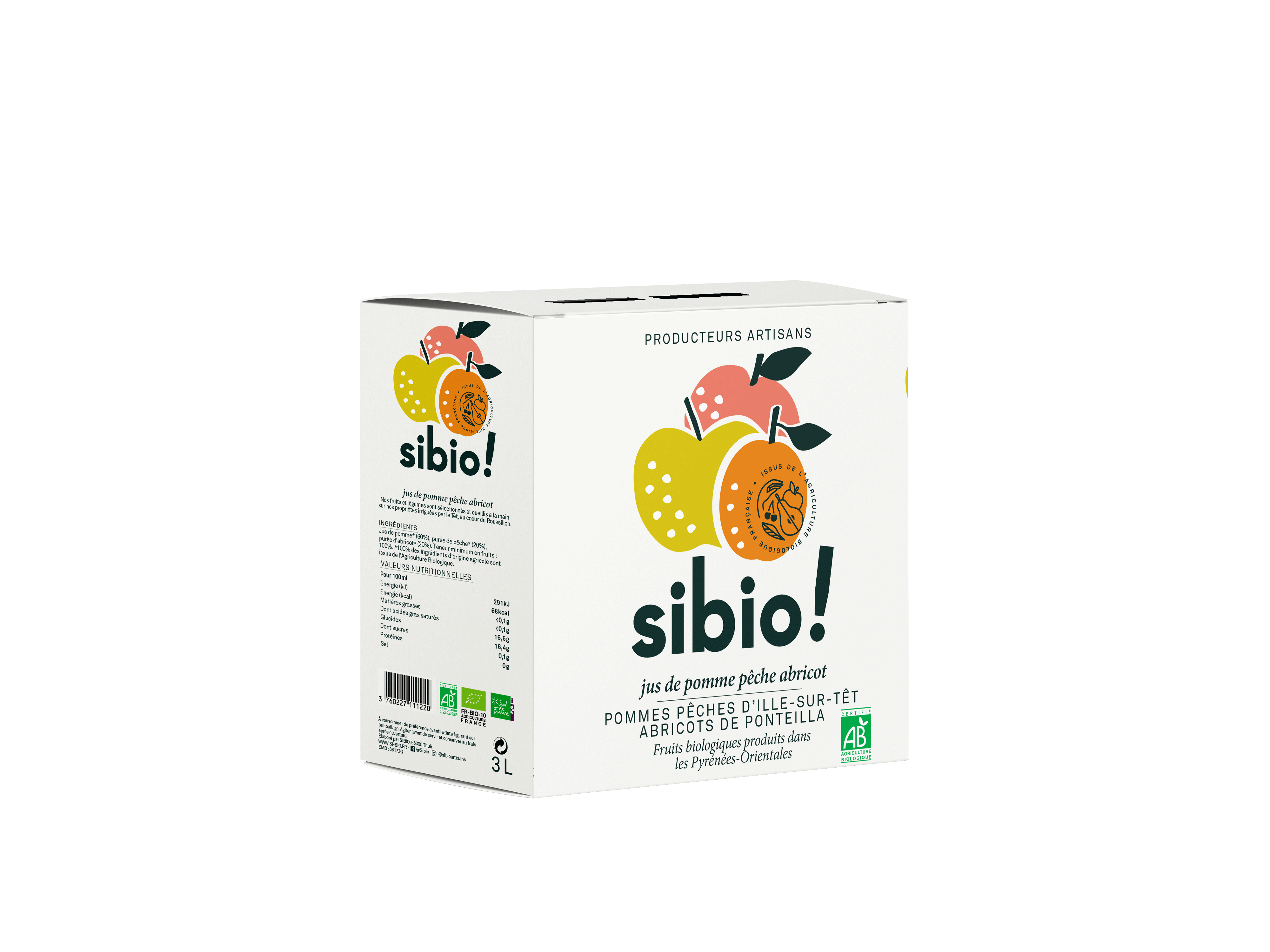 Jus de Pomme Pêche Abricot bio 3L