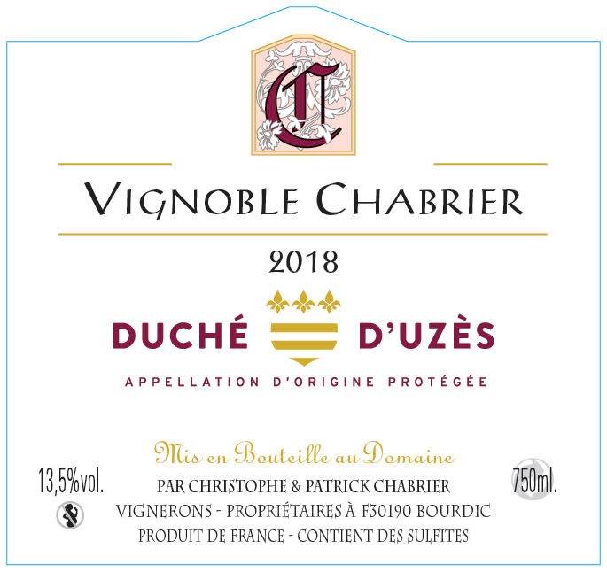 Vignoble Chabrier - AOP Duché d'Uzès Rouge - 2018