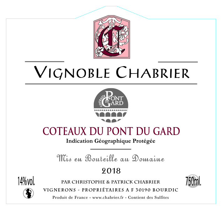Vignoble Chabrier - IGP Coteaux du Pont du Gard Rouge - 2018