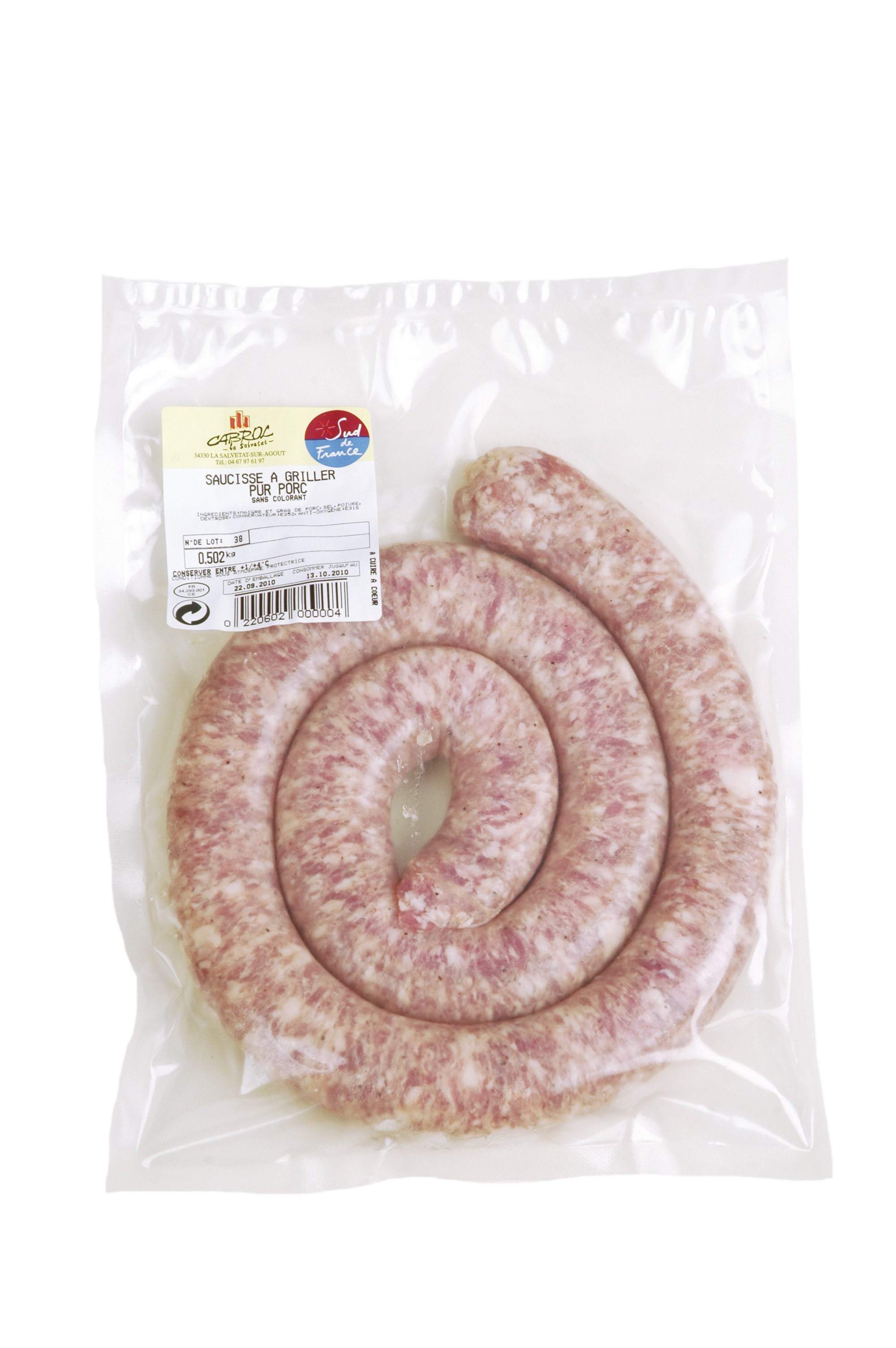 Saucisse a griller nature