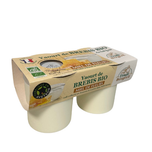 Yaourt au lait de brebis bio Miel de Fleurs x2 - Tradi-Bergere