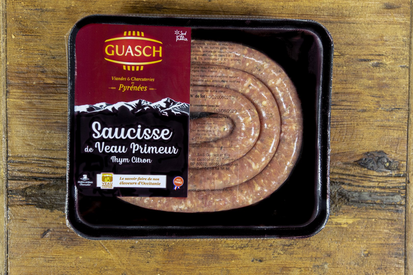 saucisse de veau Primeur de Pyrenees thym citron