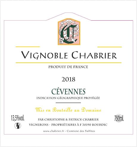 Vignoble Chabrier - IGP Cévennes Blanc - 2018
