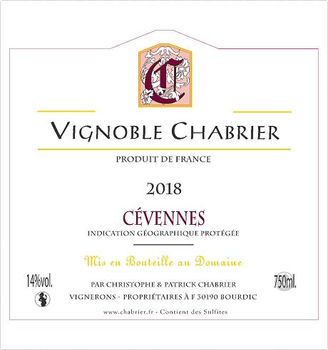 Vignoble Chabrier - IGP Cévennes Rouge - 2018