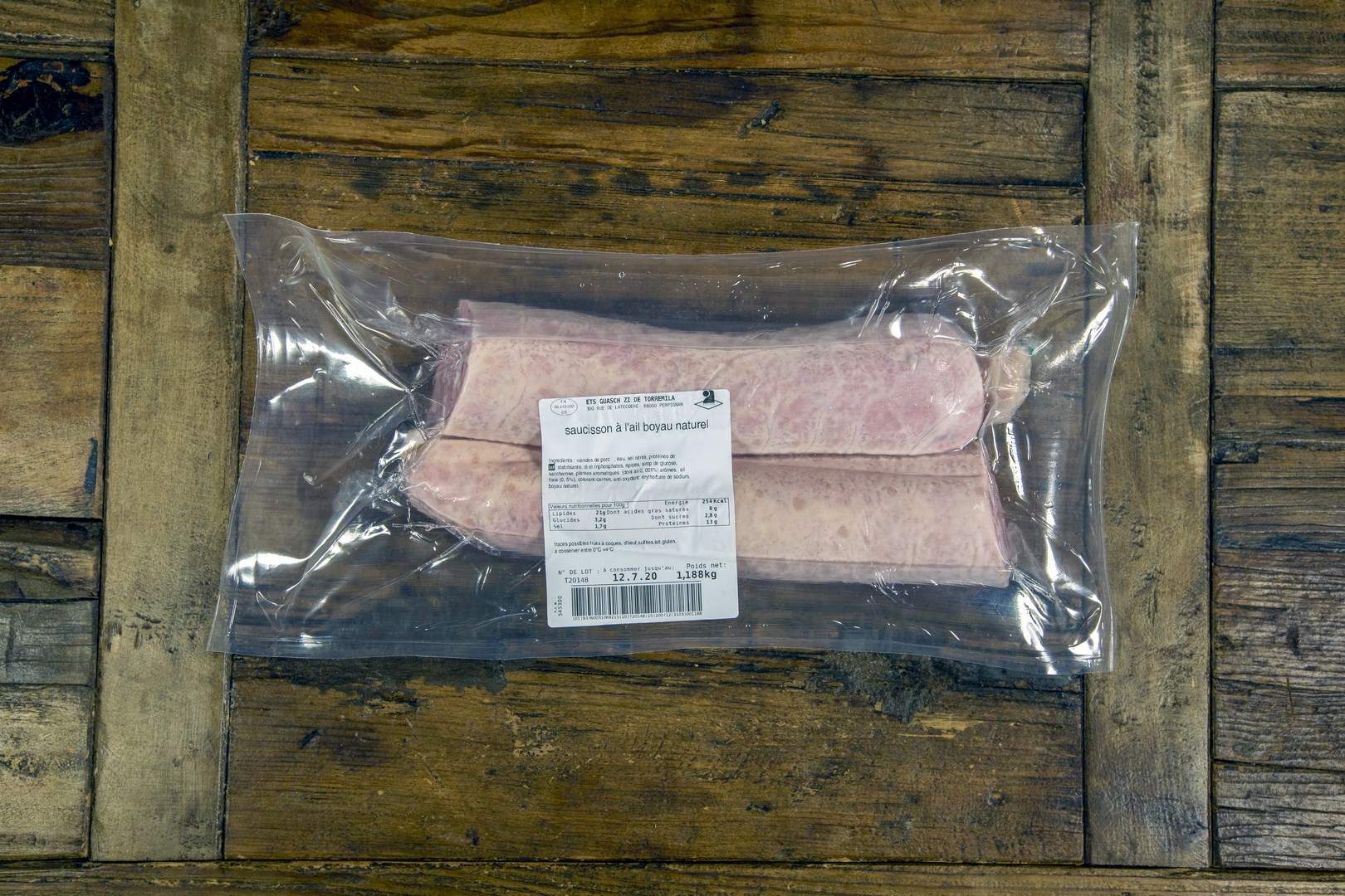 saucisson à l'ail boyau naturel