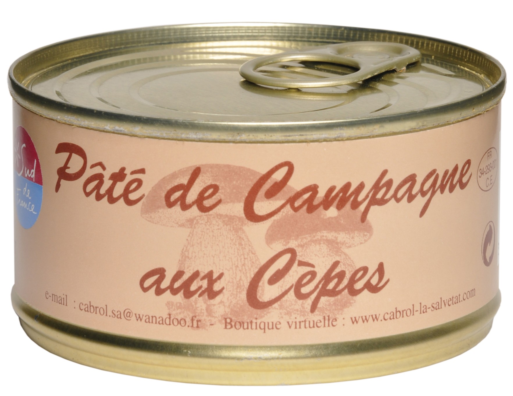 Boite / Verrine de pate de campagne aux cepes