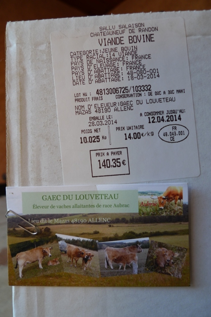Caissettes de viande de jeunes bovins 
